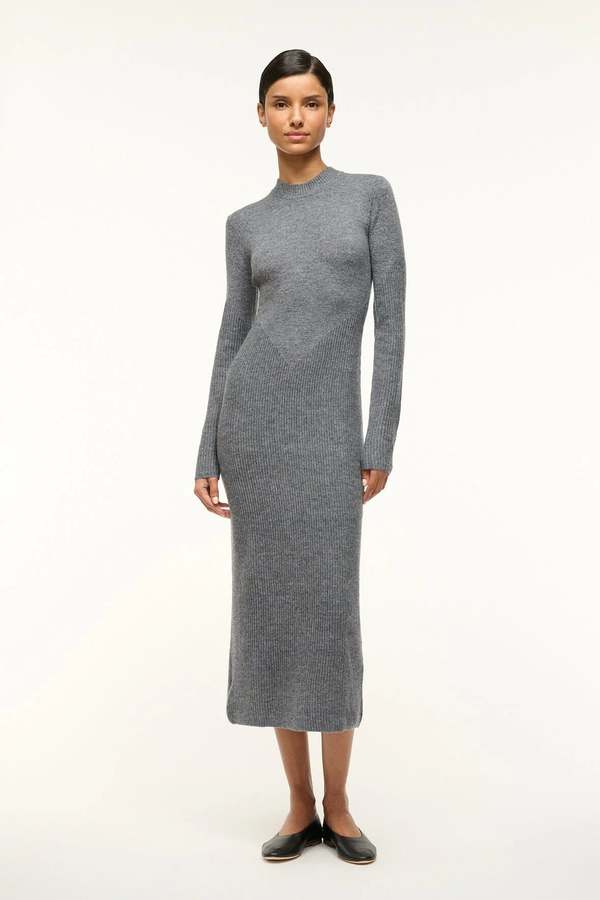 staud grey dress Striped Long Dress