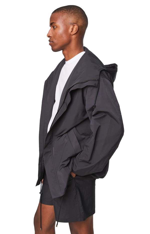Auralee High Density Cotton Polyester Cloth Hooded Blouson - Black