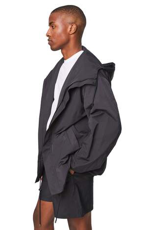 Auralee High Density Cotton Polyester Cloth Hooded Blouson - Black