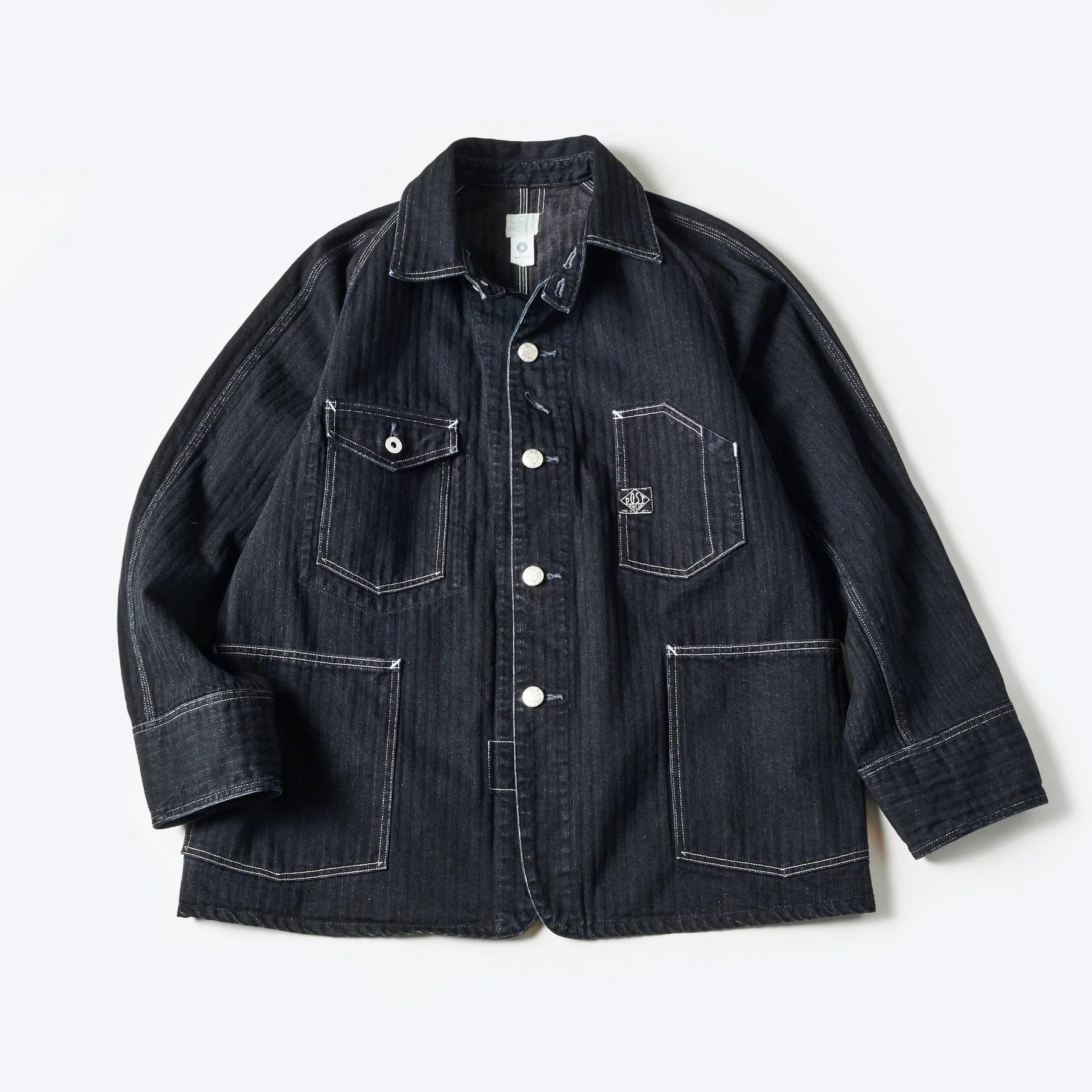 ⭐️最終値下げ Post O'Alls Engineer's Jacket Post O'Alls Engineers' Herringbone Denim Jacket - Black | Garmentory