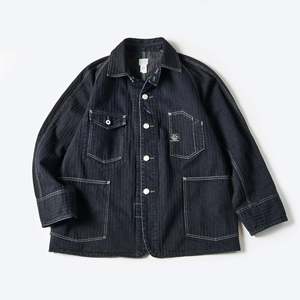 Post O'Alls Engineers' Herringbone Denim Jacket - Black | Garmentory Post O'Alls Engineers' Herringbone Denim Jacket - Black | Garmentory