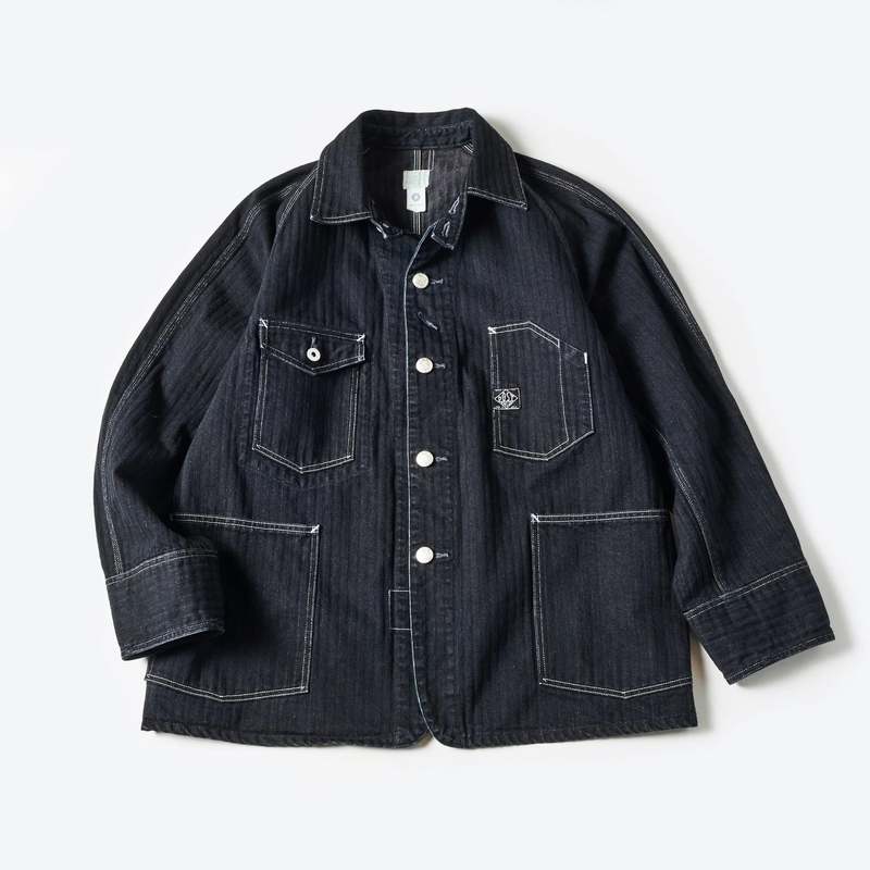 美品！POST O'ALLS/ Engineer's Jacket/L/チンスト Post O'Alls Engineers' Herringbone Denim Jacket - Black | Garmentory