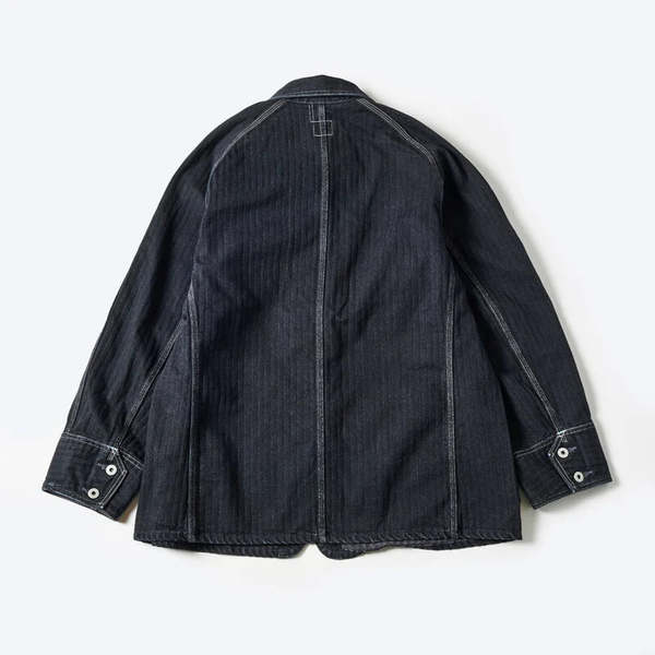 Post O'Alls Engineers' Herringbone Denim Jacket - Black | Garmentory