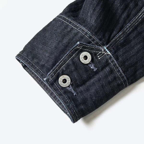 Post O'Alls Engineers' Herringbone Denim Jacket - Black | Garmentory