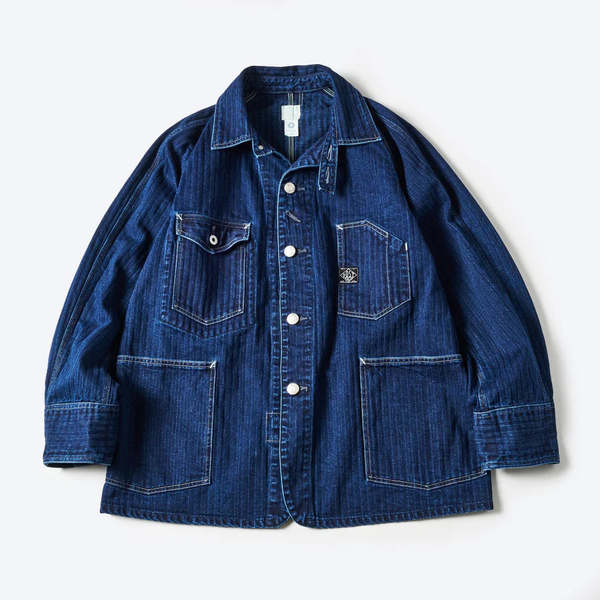 Post O'Alls Engineers' Herringbone Denim Jacket - Double Indigo