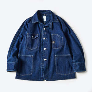 Post O'Alls Engineers' Herringbone Denim Jacket - Double Indigo