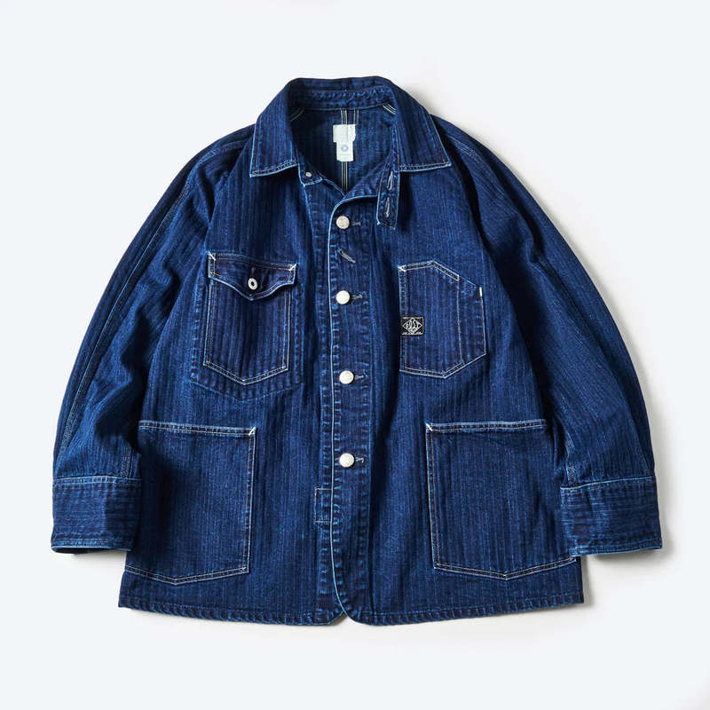 ジャケット・アウター POST O'ALLS denim with lining indigo Post O'Alls Engineers' Herringbone Denim Jacket - Double Indigo