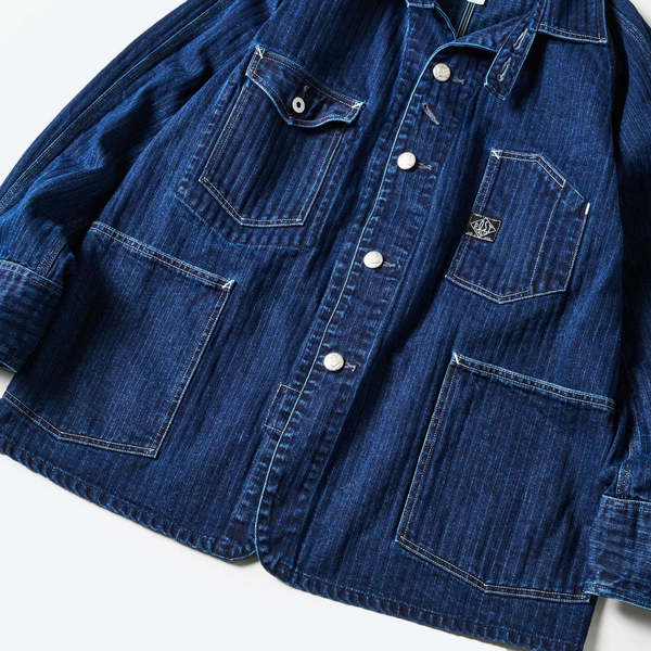 Post O'Alls Engineers' Herringbone Denim Jacket - Double Indigo
