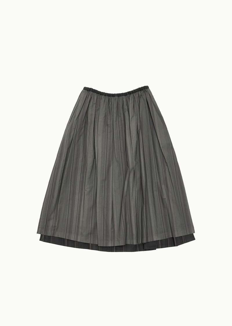 【AMOMENTO】24fw STRIPE LAYERED SKIRT AMOMENTO Layered Skirt - Grey Stripe | Garmentory