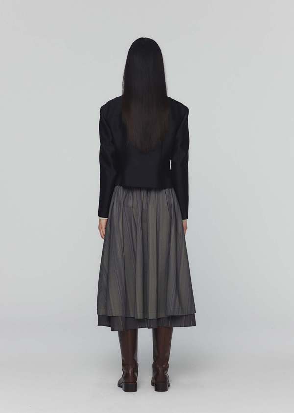 AMOMENTO Layered Skirt - Grey Stripe | Garmentory