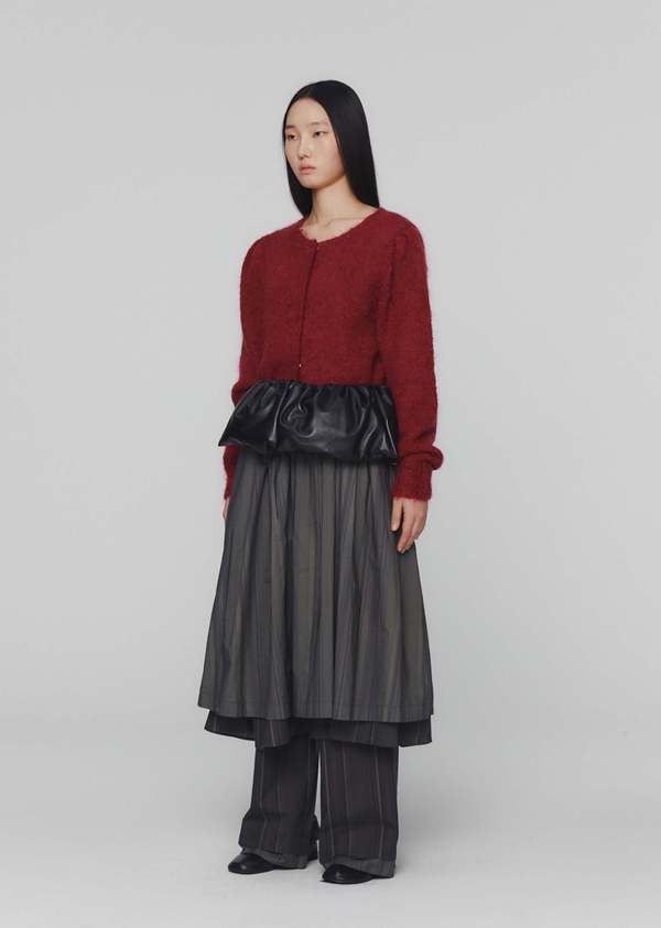 AMOMENTO Layered Skirt - Grey Stripe | Garmentory