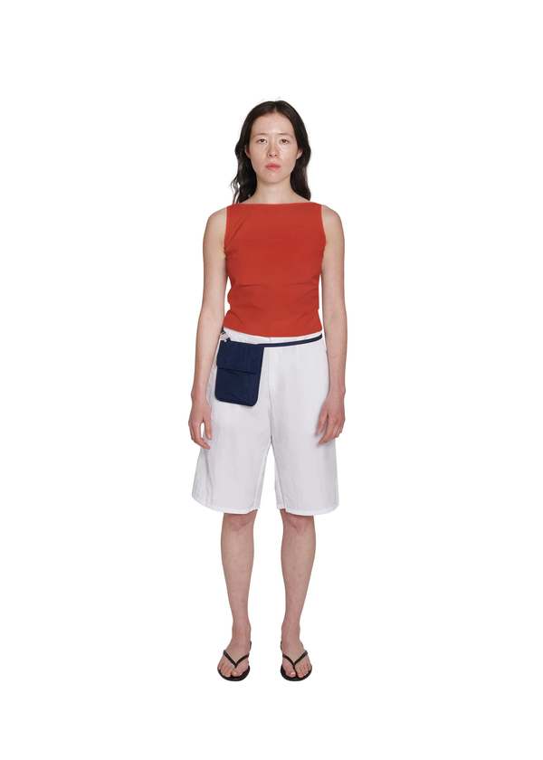 Coming of Age Nylon Boat Neck Top - Tomato | Garmentory