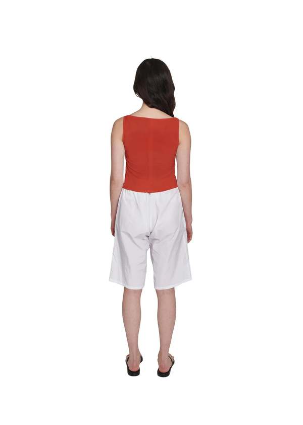 Coming of Age Nylon Boat Neck Top - Tomato | Garmentory