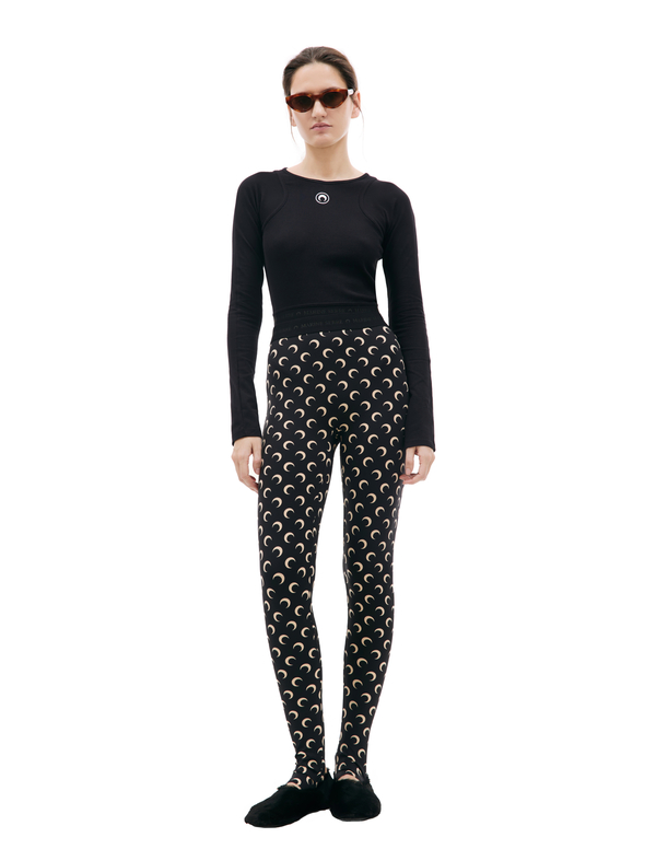 MARINE SERRE Moon all over logo leggings - black | Garmentory