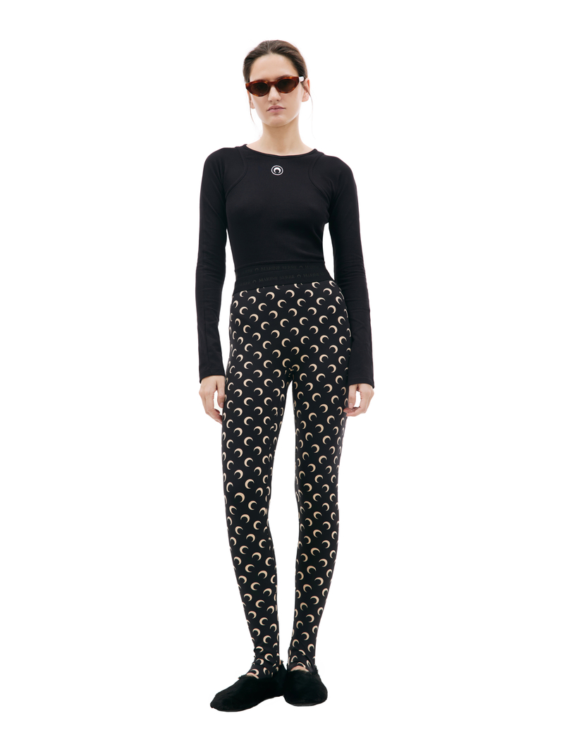 新品 未使用 MARINE SERRE MOON カジュアル パンツ ブラック MARINE SERRE Moon all over logo leggings - black | Garmentory