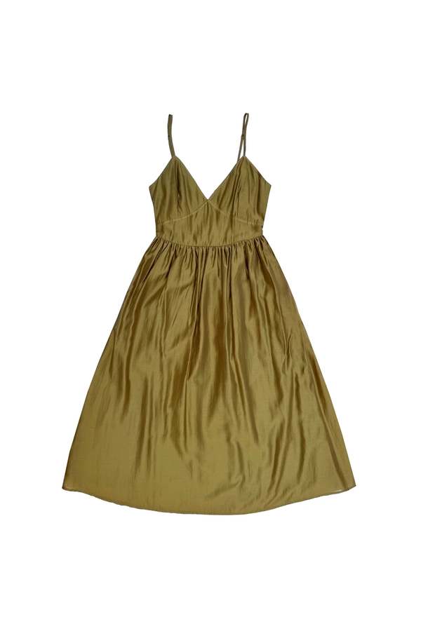Ali Golden Tie Back Midi Dress - Bright Olive | Garmentory Ali Golden Tie Back Midi Dress - Bright Olive | Garmentory