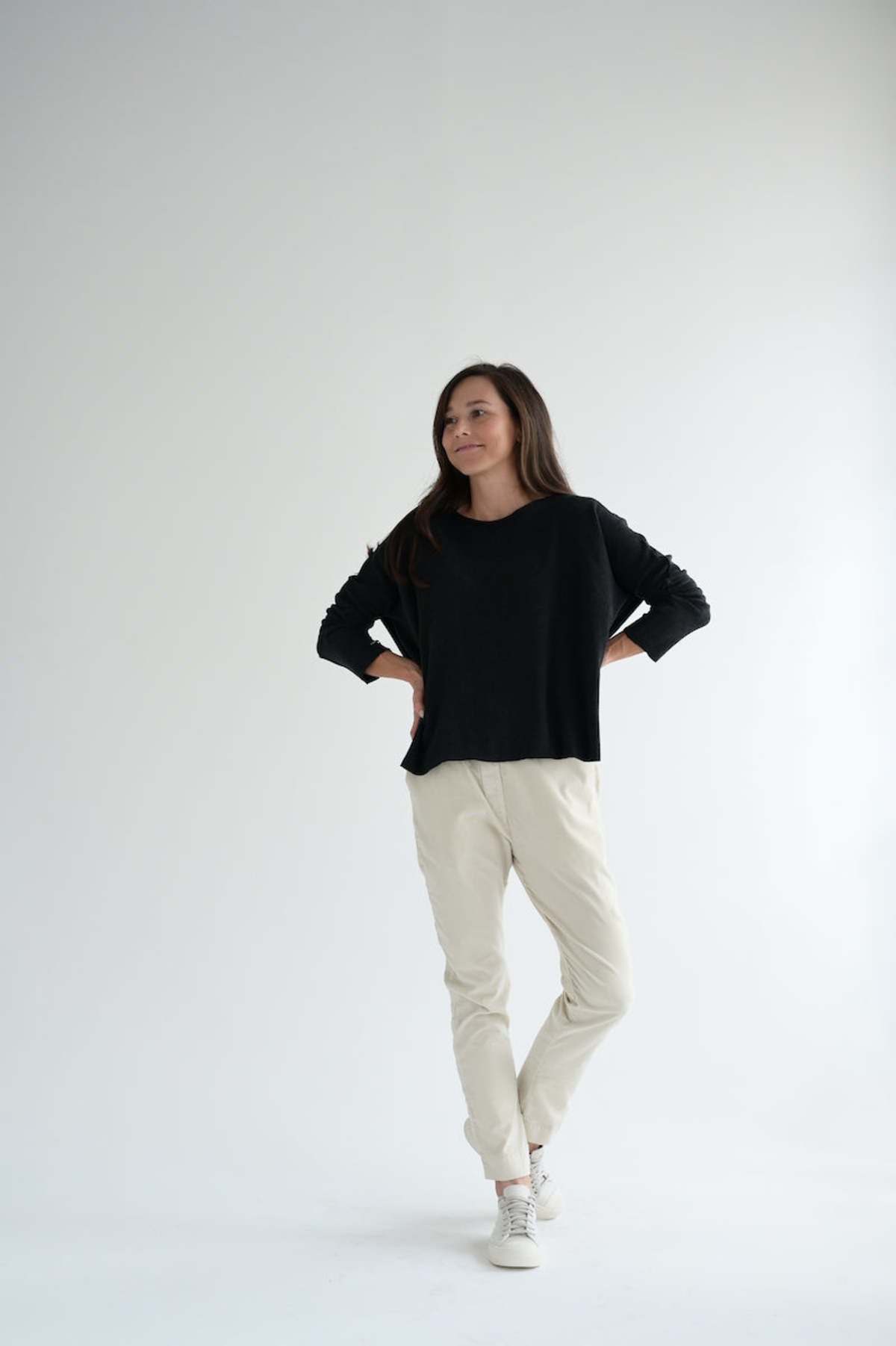 Slim Trousers Velvet in Off White - Image 1 of 6