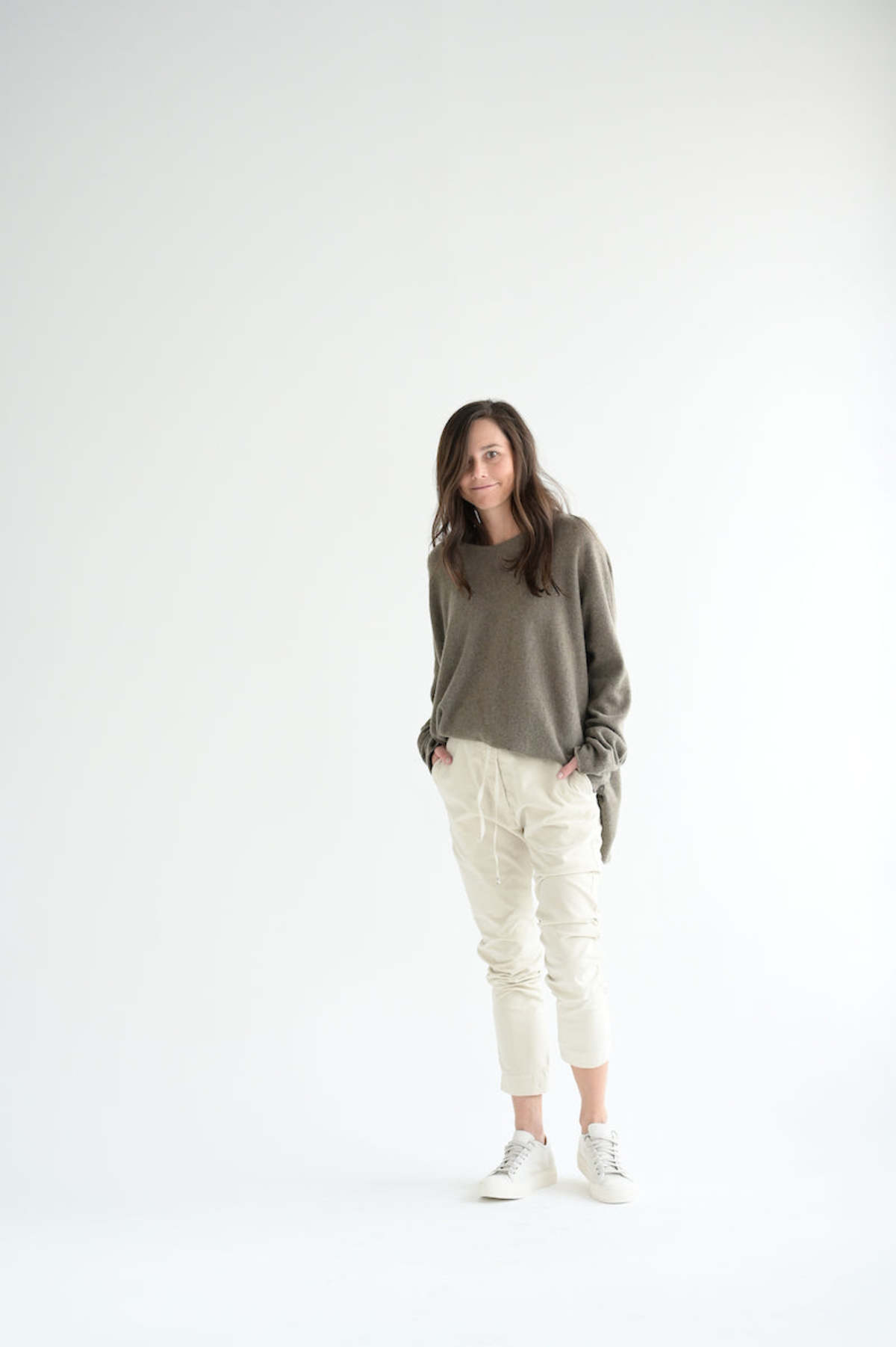 Slim Trousers Velvet in Off White - Image 6 of 6