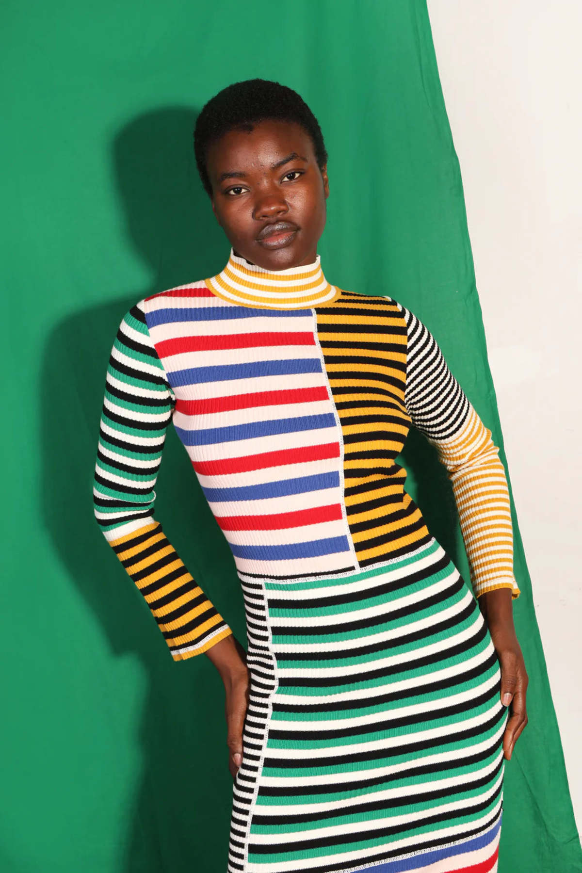 L.F.Markey Cecil Midi Dress - Patchwork/Stripe | Garmentory