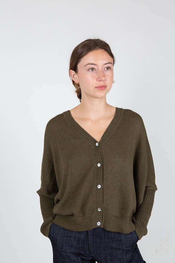 Erica Tanov Pima Cotton Box Cardigan - Bracken