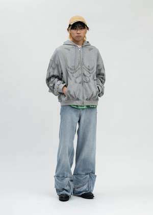 Natasha Zinko Rhinestones Rhinestones Zip-up Hoodie - Grey
