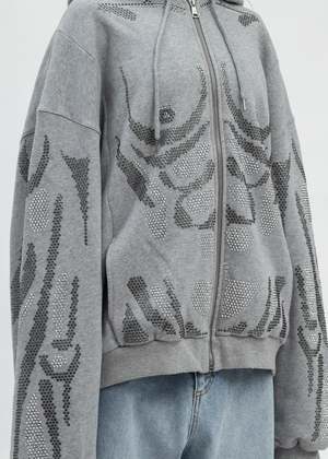 Natasha Zinko Rhinestones Rhinestones Zip-up Hoodie - Grey