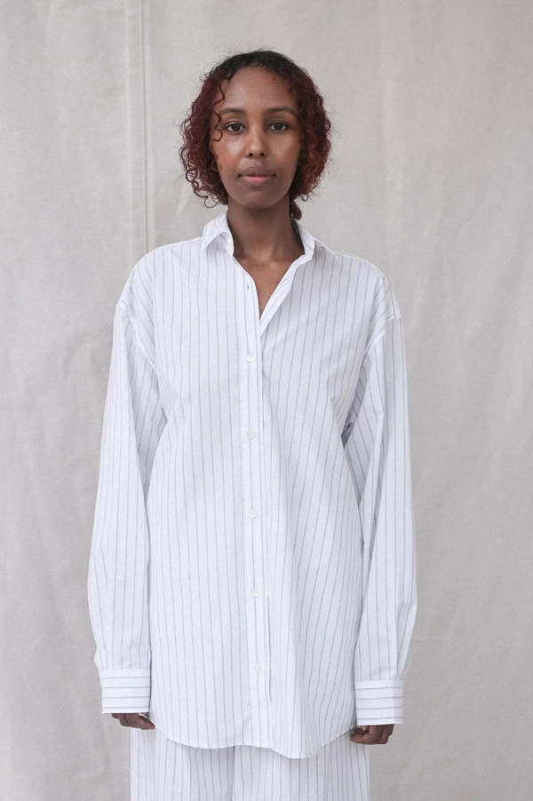 Baserange Ole Shirt - White/Blue Stripe | Garmentory