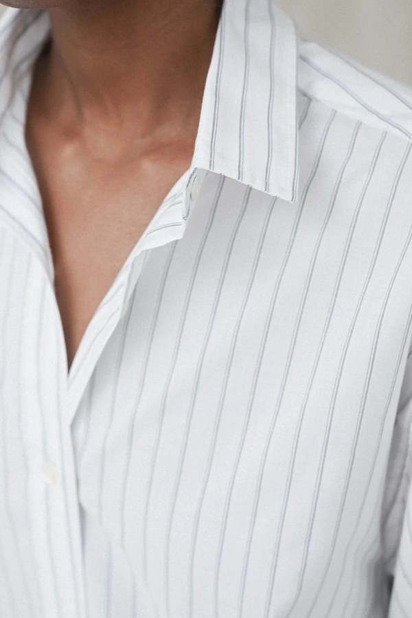 Baserange Ole Shirt - White/Blue Stripe | Garmentory