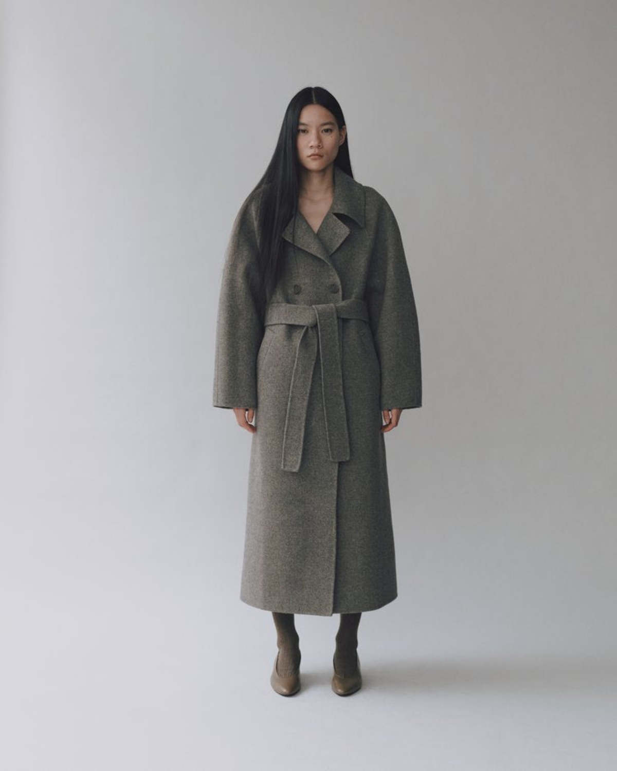 Mijeong Park Handmade Long Wool Coat - Khaki Gray - Image 2 of 6