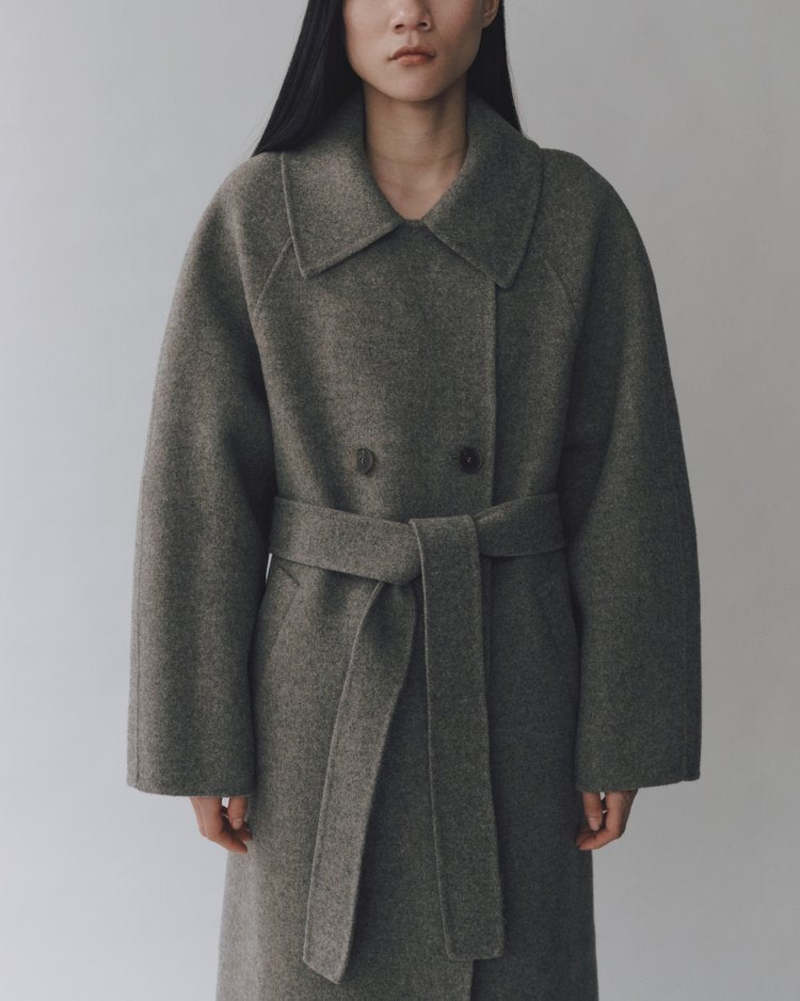 Mijeong Park Handmade Long Wool Coat - Khaki Gray