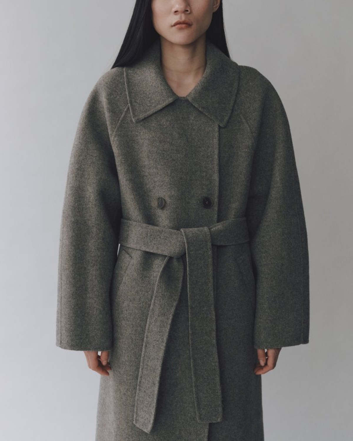 Mijeong Park Handmade Long Wool Coat - Khaki Gray - Image 3 of 6
