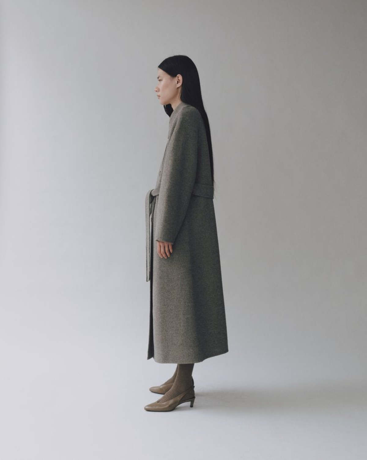 Mijeong Park Handmade Long Wool Coat - Khaki Gray - Image 4 of 6