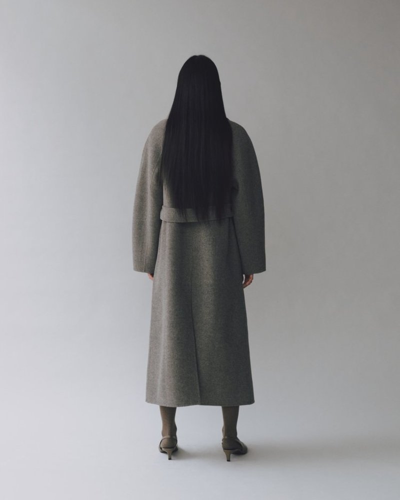 Mijeong Park Handmade Long Wool Coat - Khaki Gray