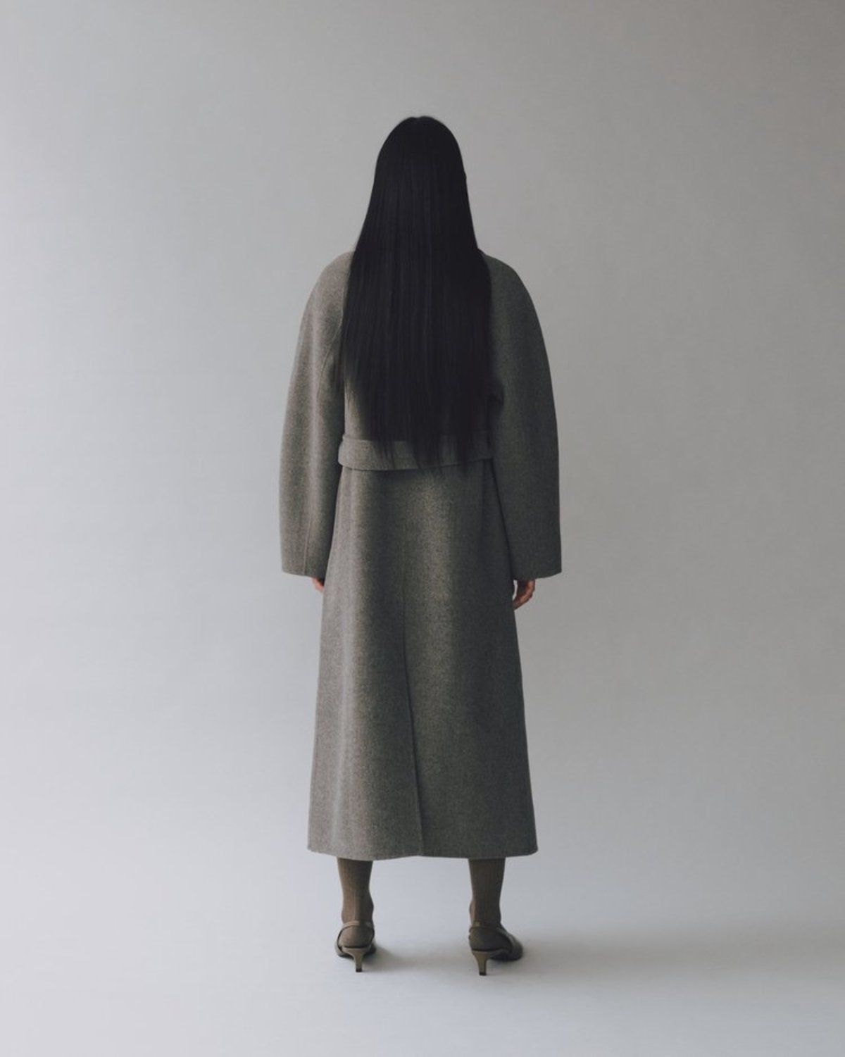 Mijeong Park Handmade Long Wool Coat - Khaki Gray - Image 6 of 6