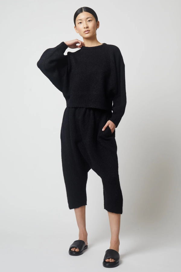 BALLOON SLEEVE SWEATER - BLACK