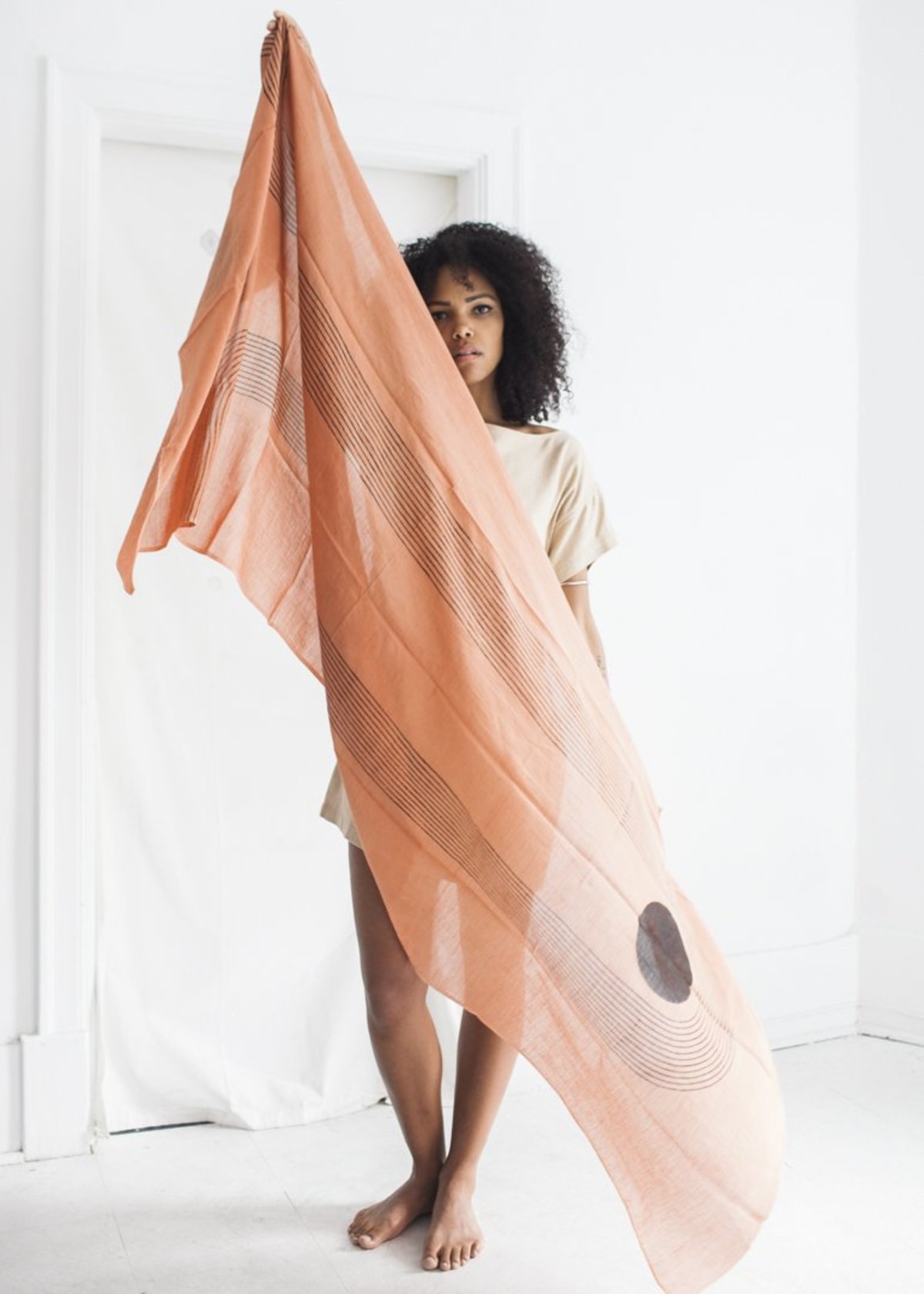 Block Shop Textiles Scarf in Terracotta Sunwave - Image 1 of 4