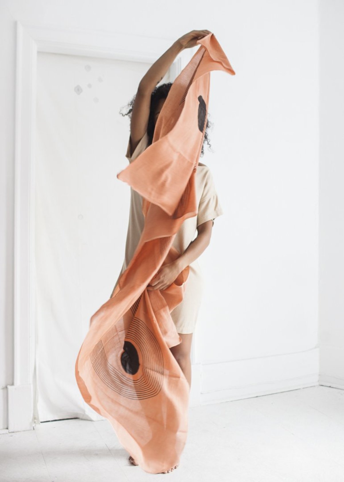 Block Shop Textiles Scarf in Terracotta Sunwave - Image 2 of 4