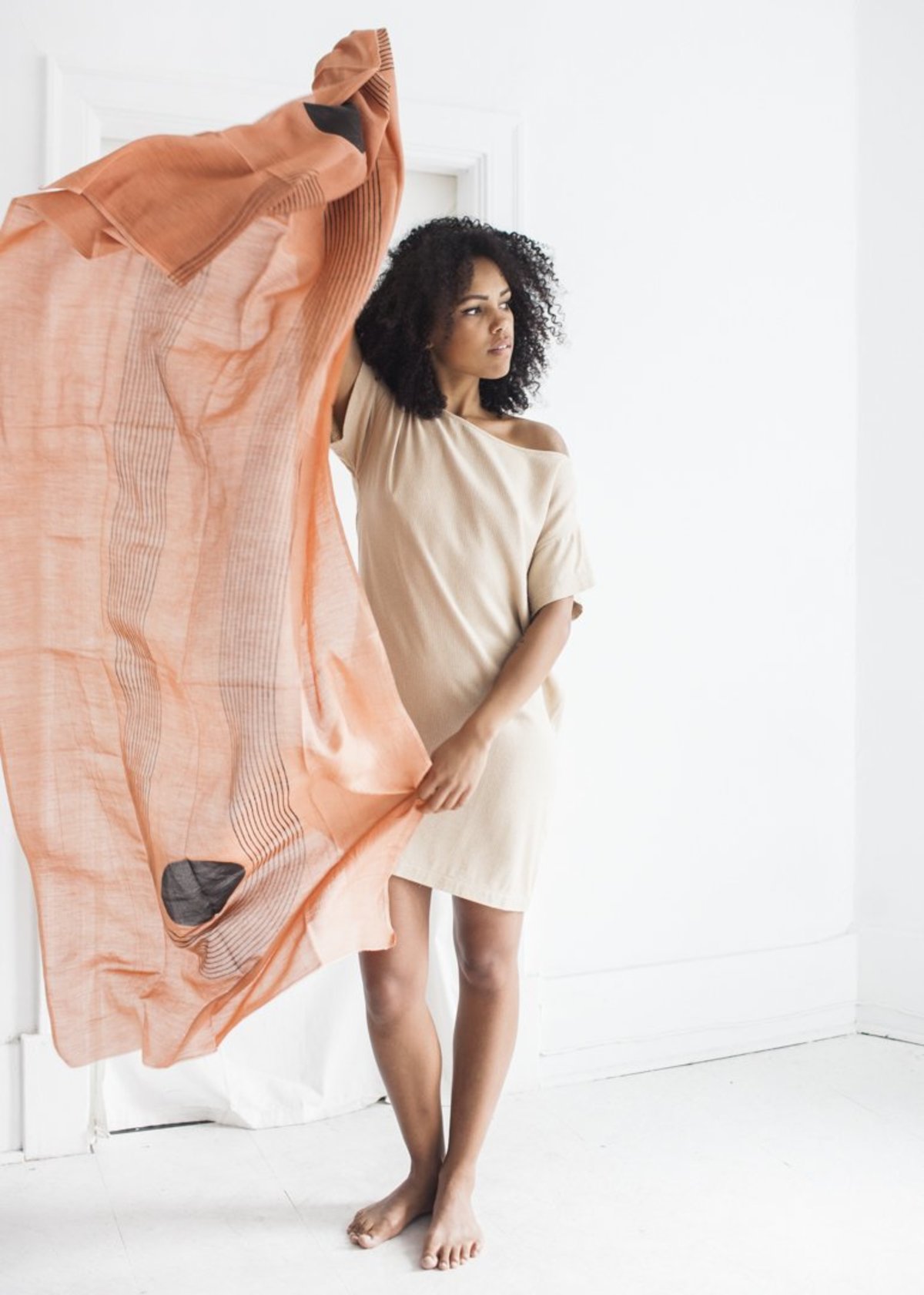 Block Shop Textiles Scarf in Terracotta Sunwave - Image 3 of 4