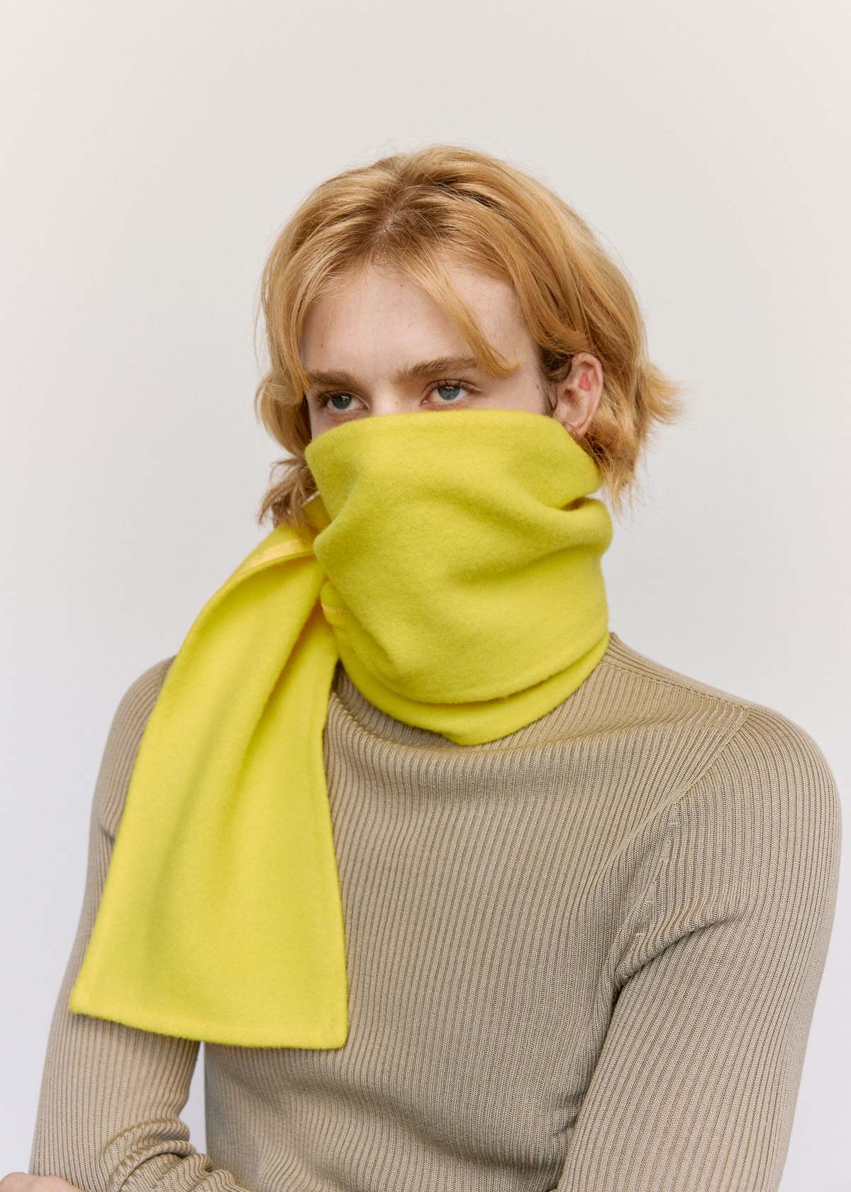 Rier Natural Fleece Wool Blanket Scarf - Yellow | Garmentory