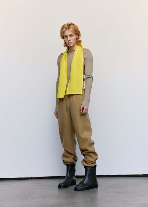 Rier Natural Fleece Wool Blanket Scarf - Yellow | Garmentory