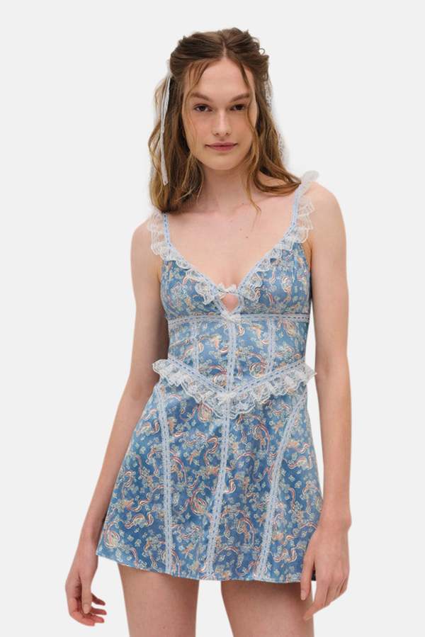 For Love & Lemons Emiliana Slip Dress - Blue | Garmentory