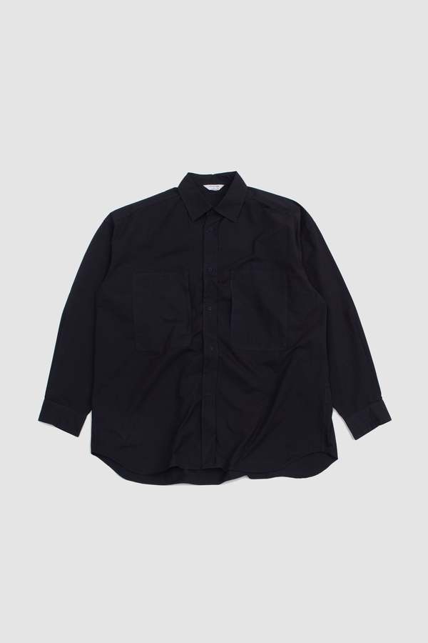 Still By Hand Garment-Dye Overshirt - Black Navy | Garmentory