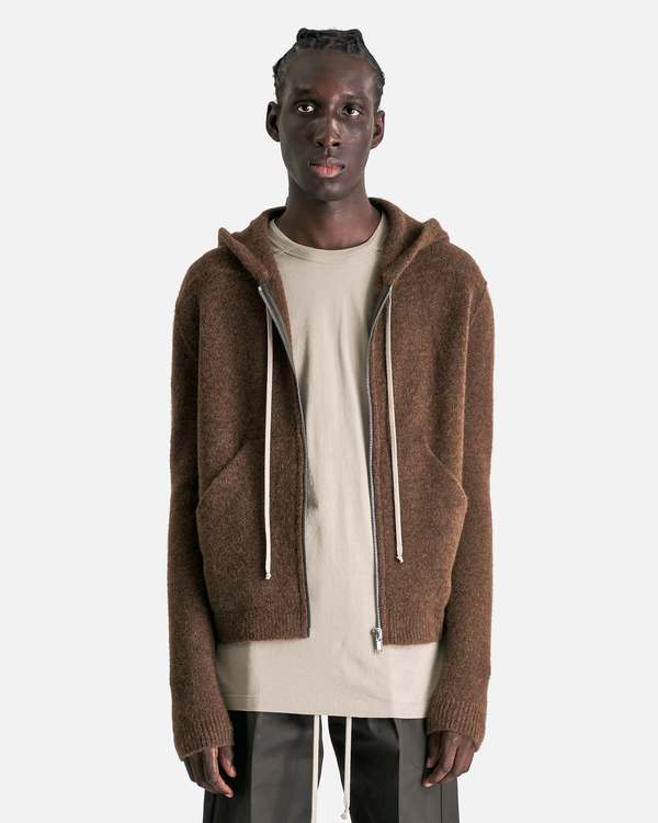 Rick Owens Zipped Long Hoodie - Brown | Garmentory