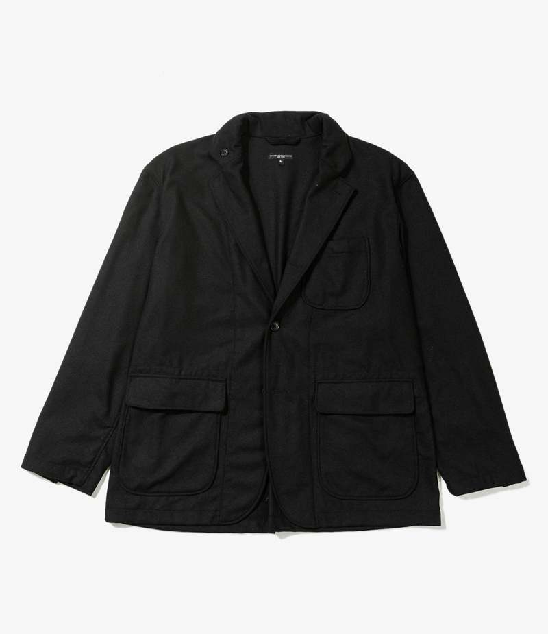 Engineered Garments Solid Poly Wool Flannel Loiter Jacket - Black