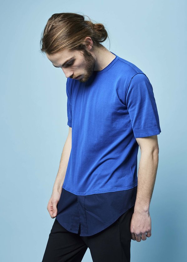 Vittorio Branchizio Sotto Reverse Seam Tee - Blue/Navy Vittorio Branchizio Sotto Reverse Seam Tee - Blue/Navy