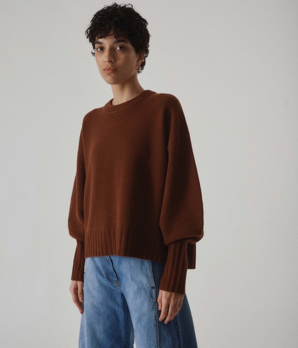 SAYAKA DAVIS NEW YORK Balloon Sleeve Sweater - Cinnamon | Garmentory 