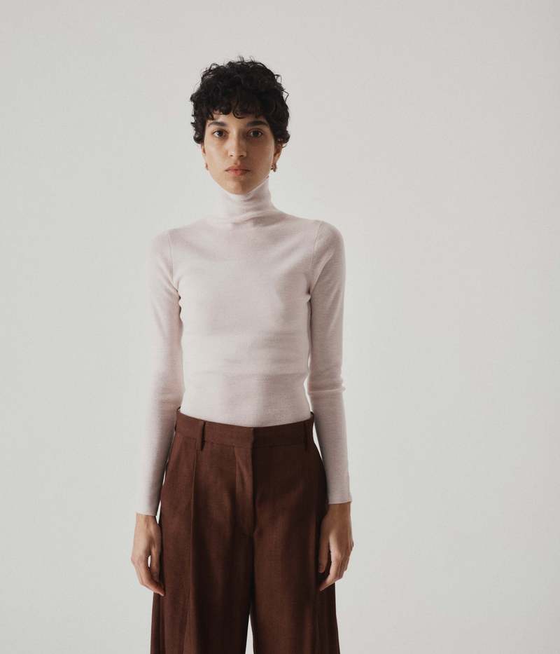 Sayaka Davis ニットチューブトップ SAYAKA DAVIS NEW YORK Ribbed Highneck Top - Blush | Garmentory