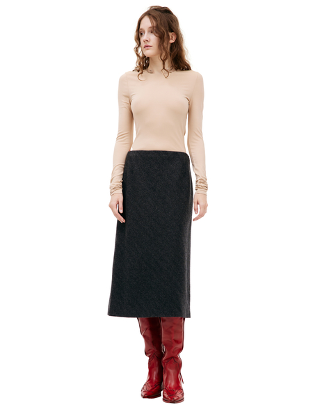 Maison Margiela Light Grey Cotton Twill Midi Skirt - Gray