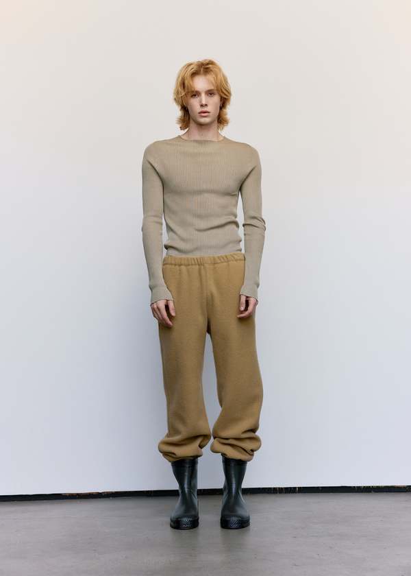 RIER リブニットカットソー　ベージュ　rier Rier Cropped Ribbed Silk Knit - Yuta | Garmentory