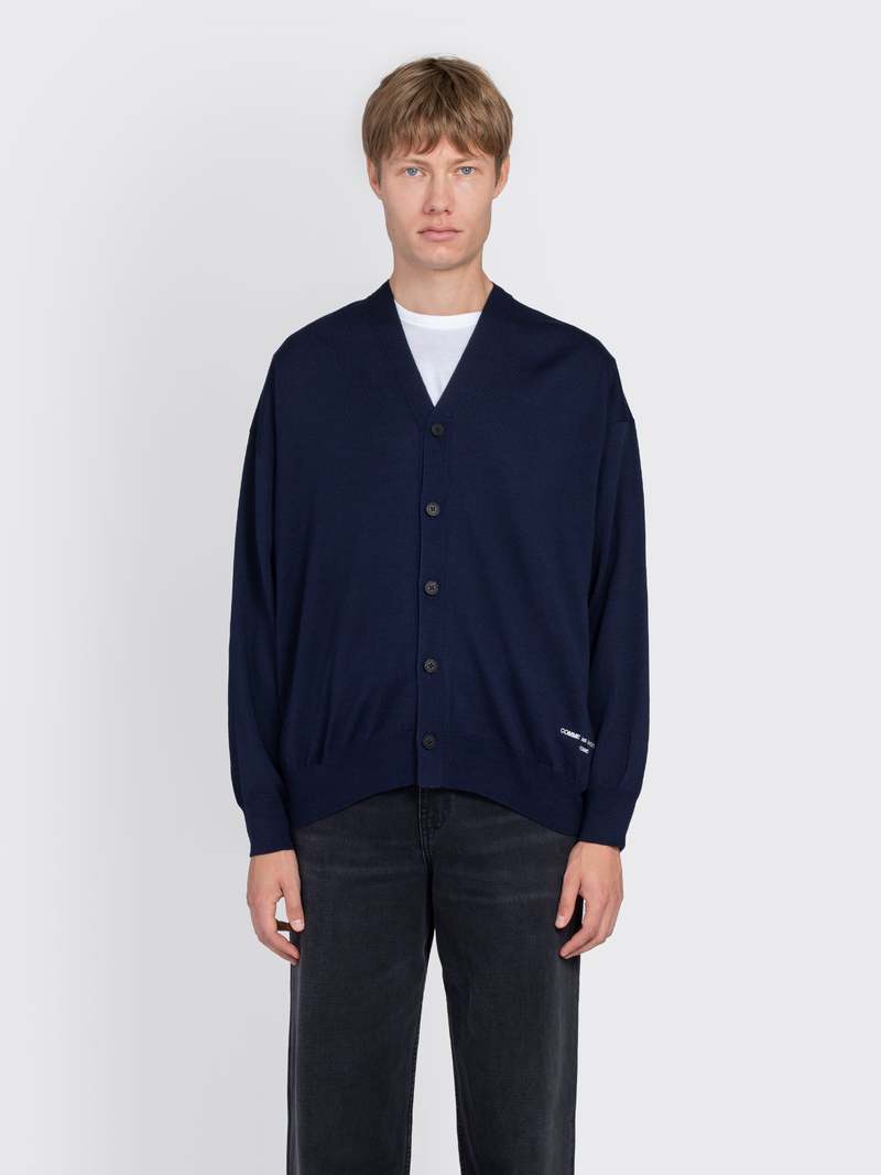 Comme des Garçons V-Neck Cardigan Navy Garmentory